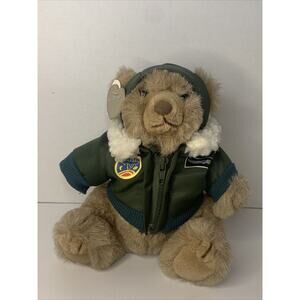VTG (1988) The Summit Collection 10" Brown Tan Teddy Bear w/ Flight Jacket 23